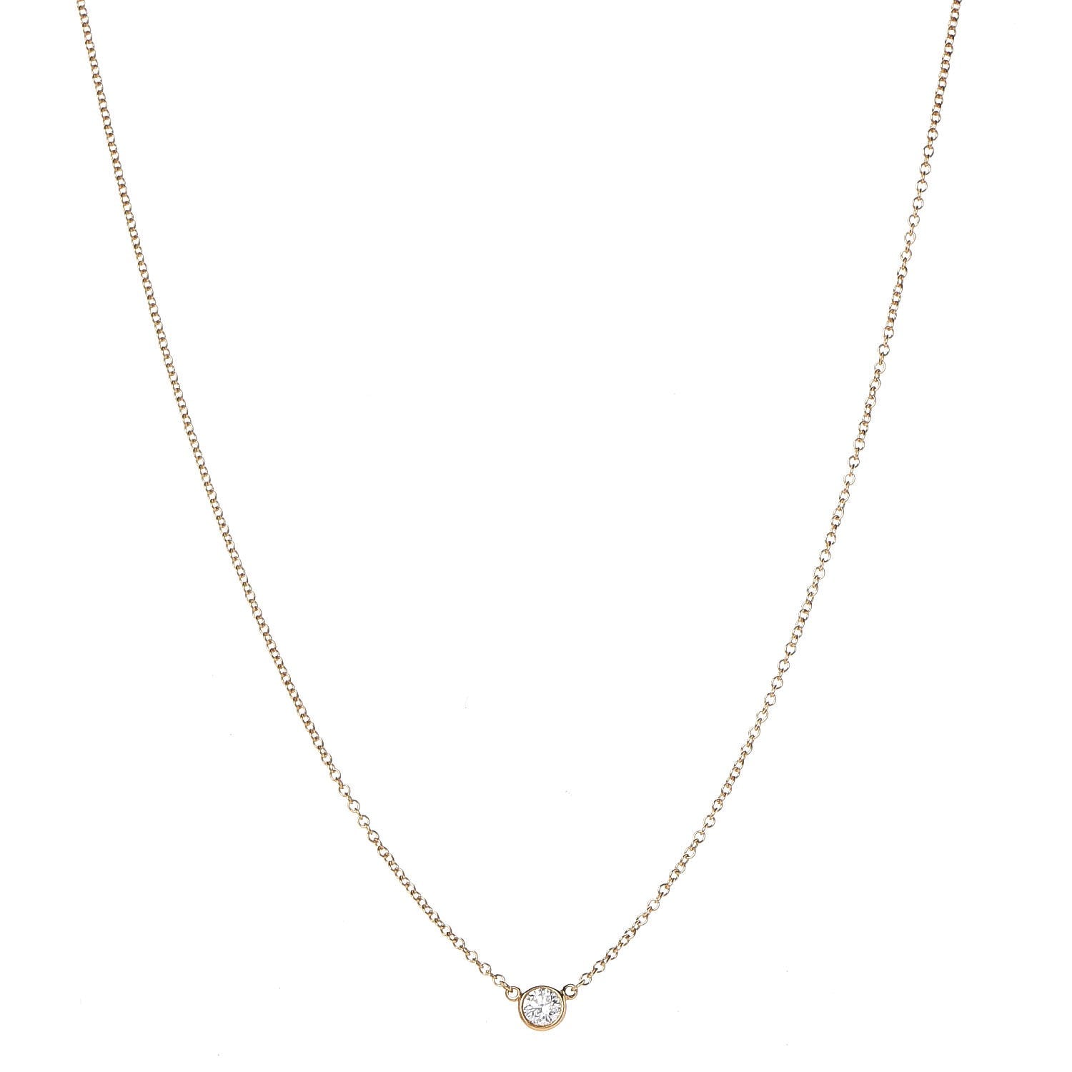 Tiffany 18K Yellow Gold Diamond .25ct Elsa Peretti Diamonds by the Yard Pendant Necklace 1 of 18