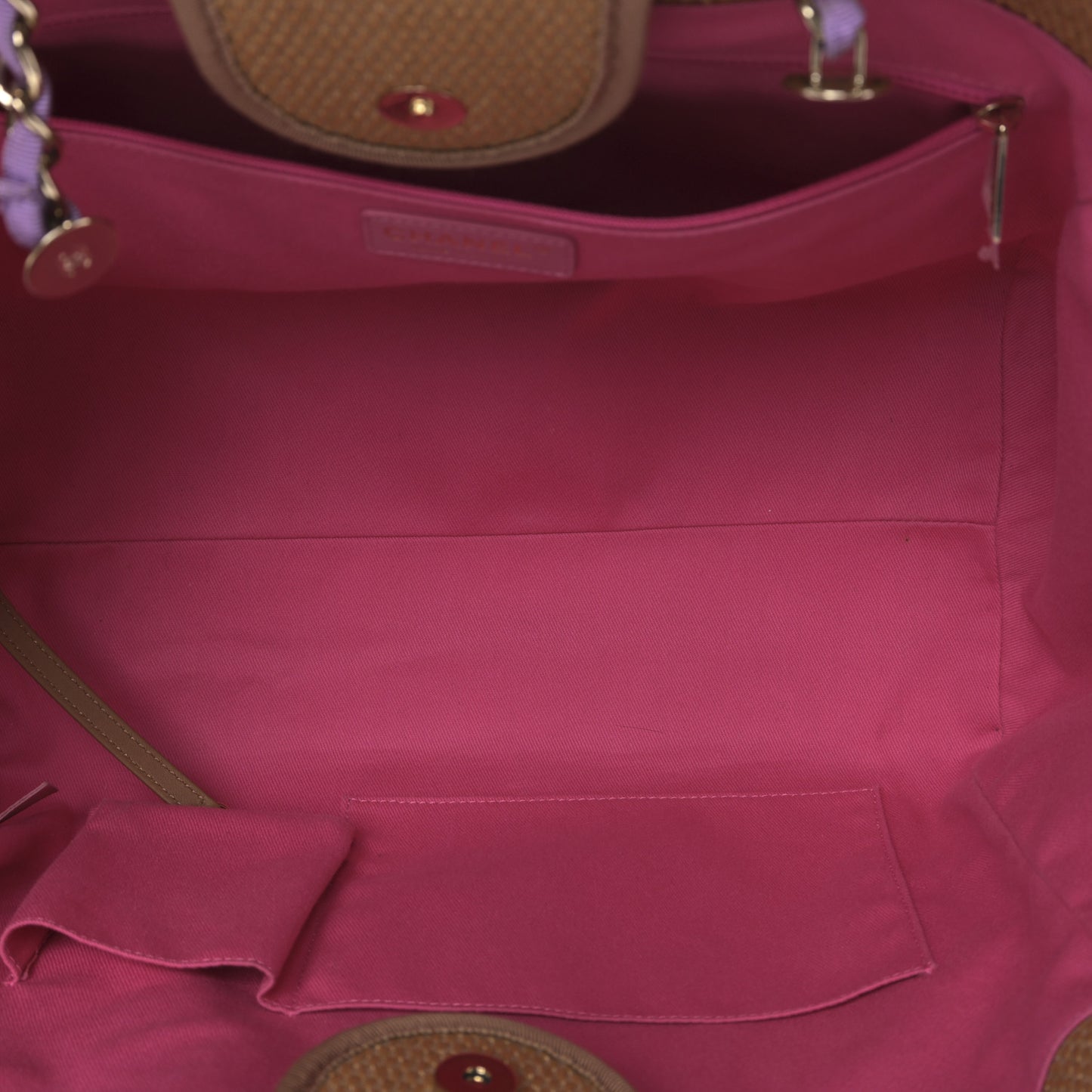 Straw Raffia Calfskin Striped Large Deauville Tote Dark Beige Fuchsia Navy Blue