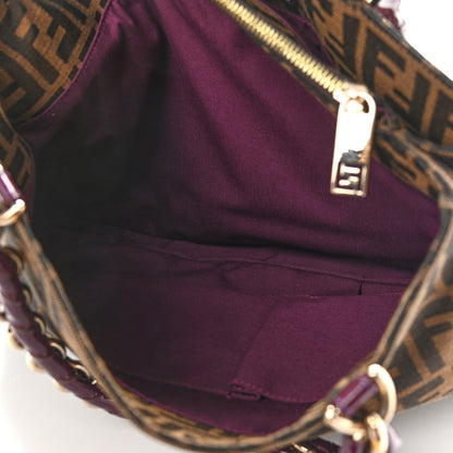 Fendi Zucca Patent Mia Tote Tobacco Burgundy 6 of 12