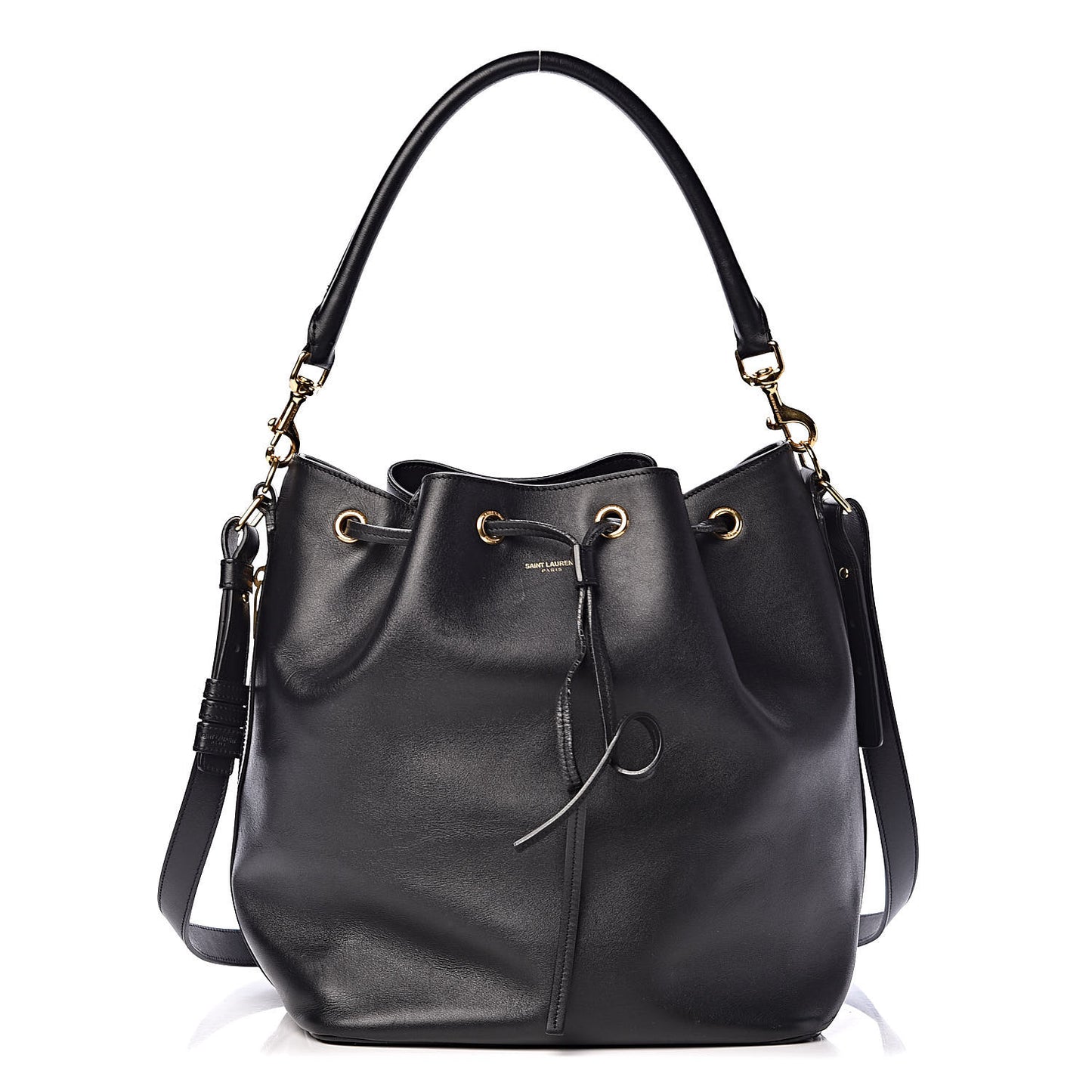Calfskin Large Emmanuelle Bucket Bag Black
