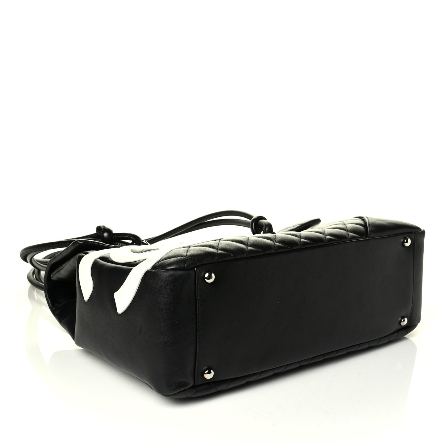 Calfskin Quilted Large Cambon Flap Black White