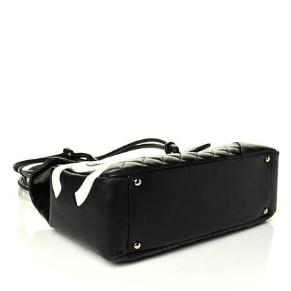 Chanel Calfskin Quilted Large Cambon Flap Black White 3 of 7