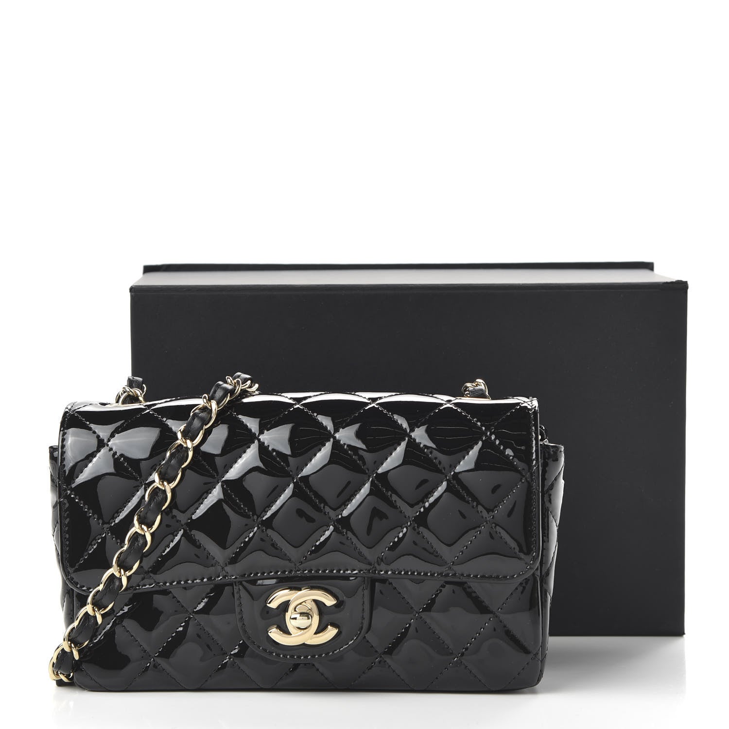Chanel Patent Calfskin Quilted Mini Rectangular Flap Black 11 of 11