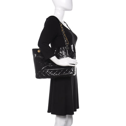 Chanel Shiny Aged Calfskin Quilted Large Shopping Bag Black 2 of 11