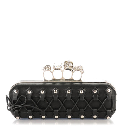 Alexander McQueen Lambskin Lace-Up Knucklebox Clutch Black 1 of 7