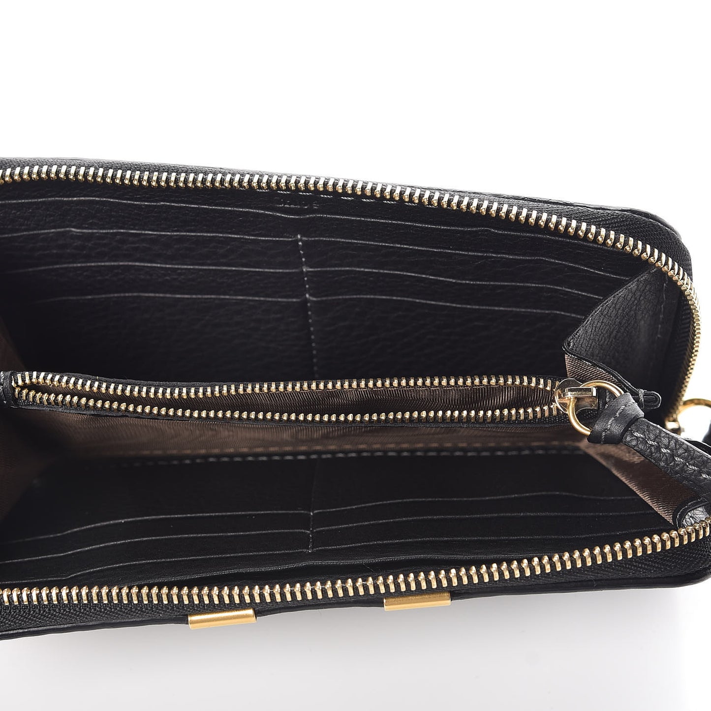 Grained Calfskin Marcie Long Zip Around Wallet Black