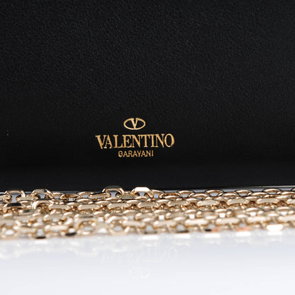 Valentino Garavani Vitello Small Rockstud Flap Wallet on Chain Black 4 of 9