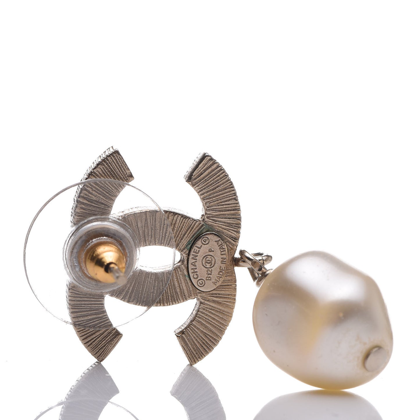Pearl Enamel CC Drop Earrings Gold