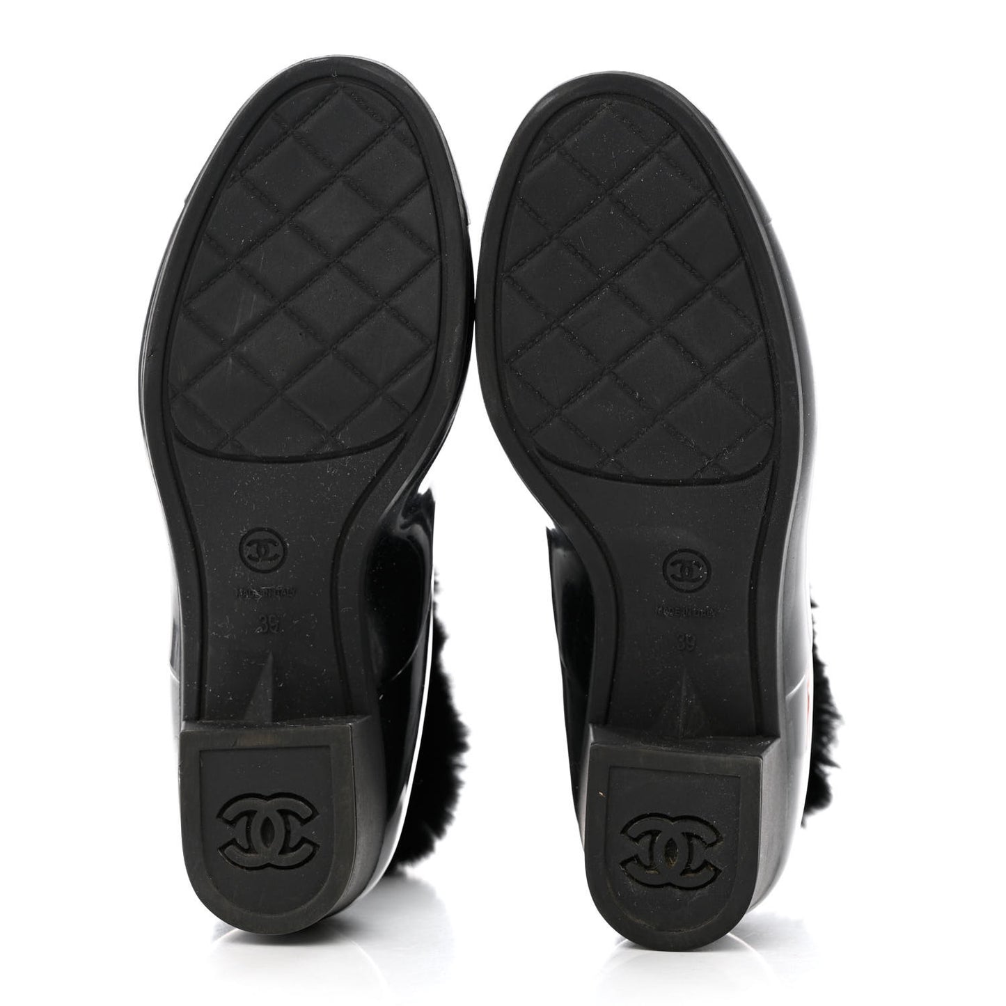 Rubber Rabbit Fur Lace Up Rain Boots 39 Black