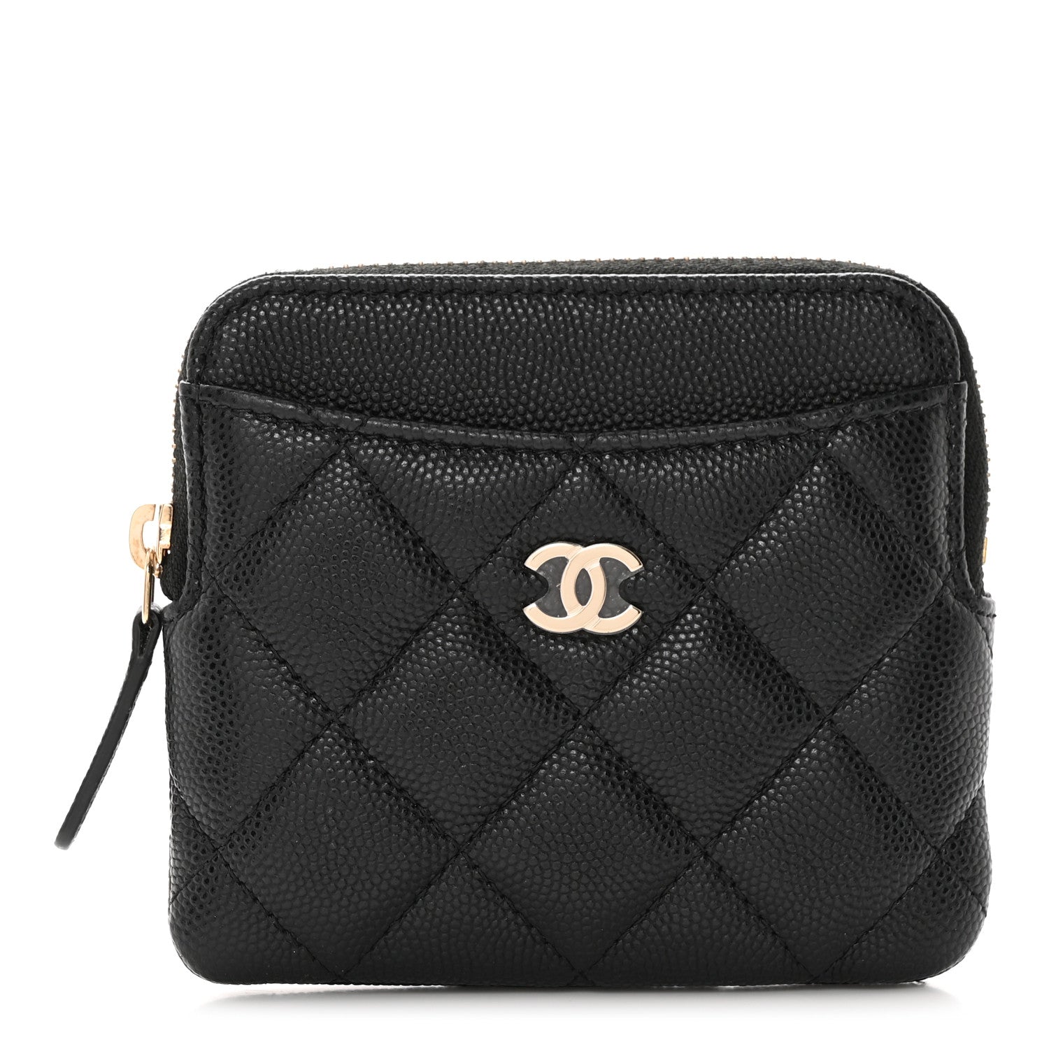 Chanel Caviar Quilted Zip Card Holder Wallet Black 1 of 7