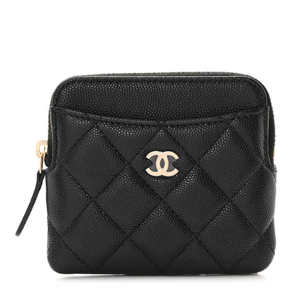 Chanel Caviar Quilted Zip Card Holder Wallet Black 1 of 7