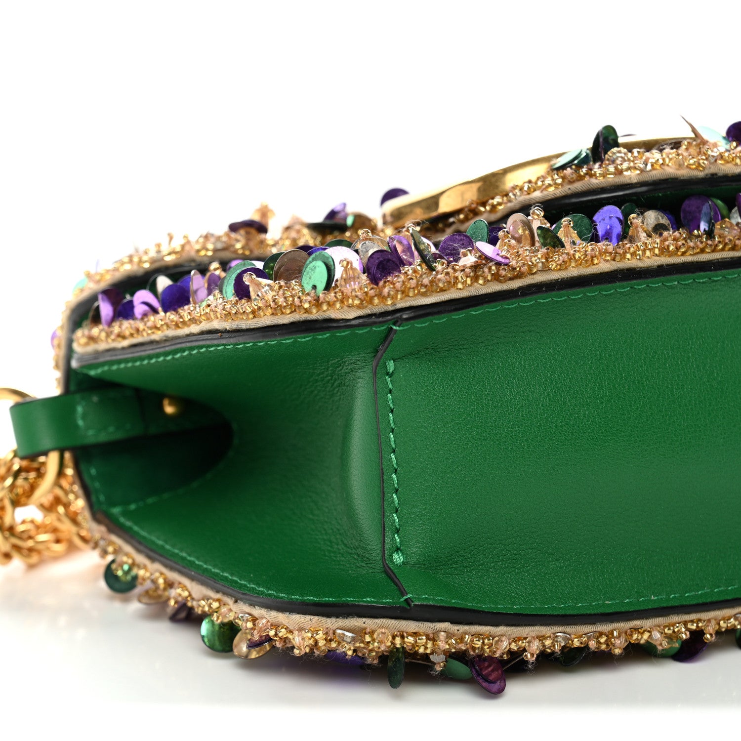 Valentino Garavani Sequin Crystal Vlogo Embroidered Small Loco Shoulder Bag Gold Multicolor 8 of 9