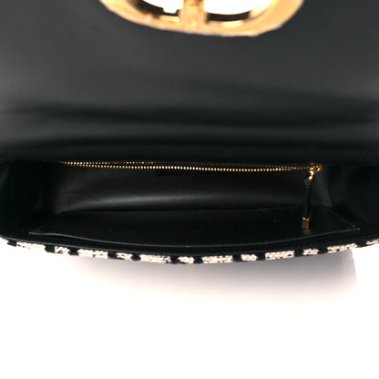 Christian Dior Technical Canvas Macro Houndstooth Medium Caro Bag Black White 5 of 11