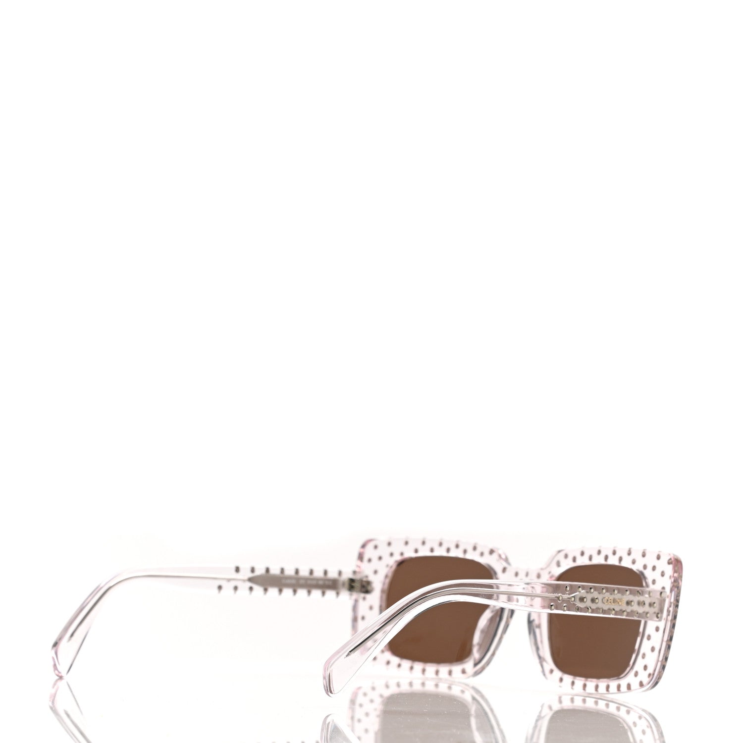 Celine Acetate Crystal Studded Rectangle Sunglasses Clear Brown 4 of 7