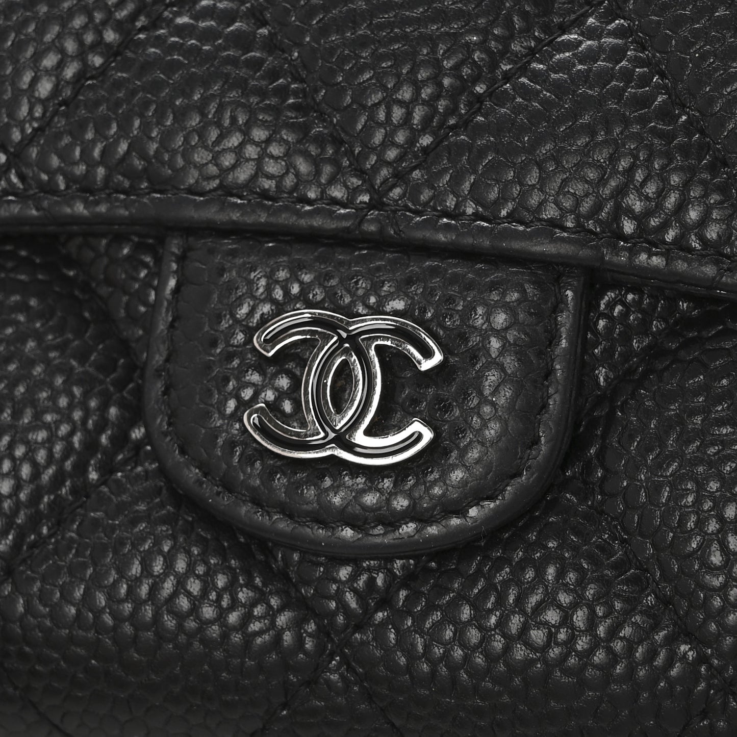 Caviar Quilted Small Flap Wallet Black