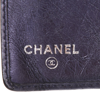 Chanel Metallic Calfskin Cambon Quilted Yen Wallet Blue 6 of 9