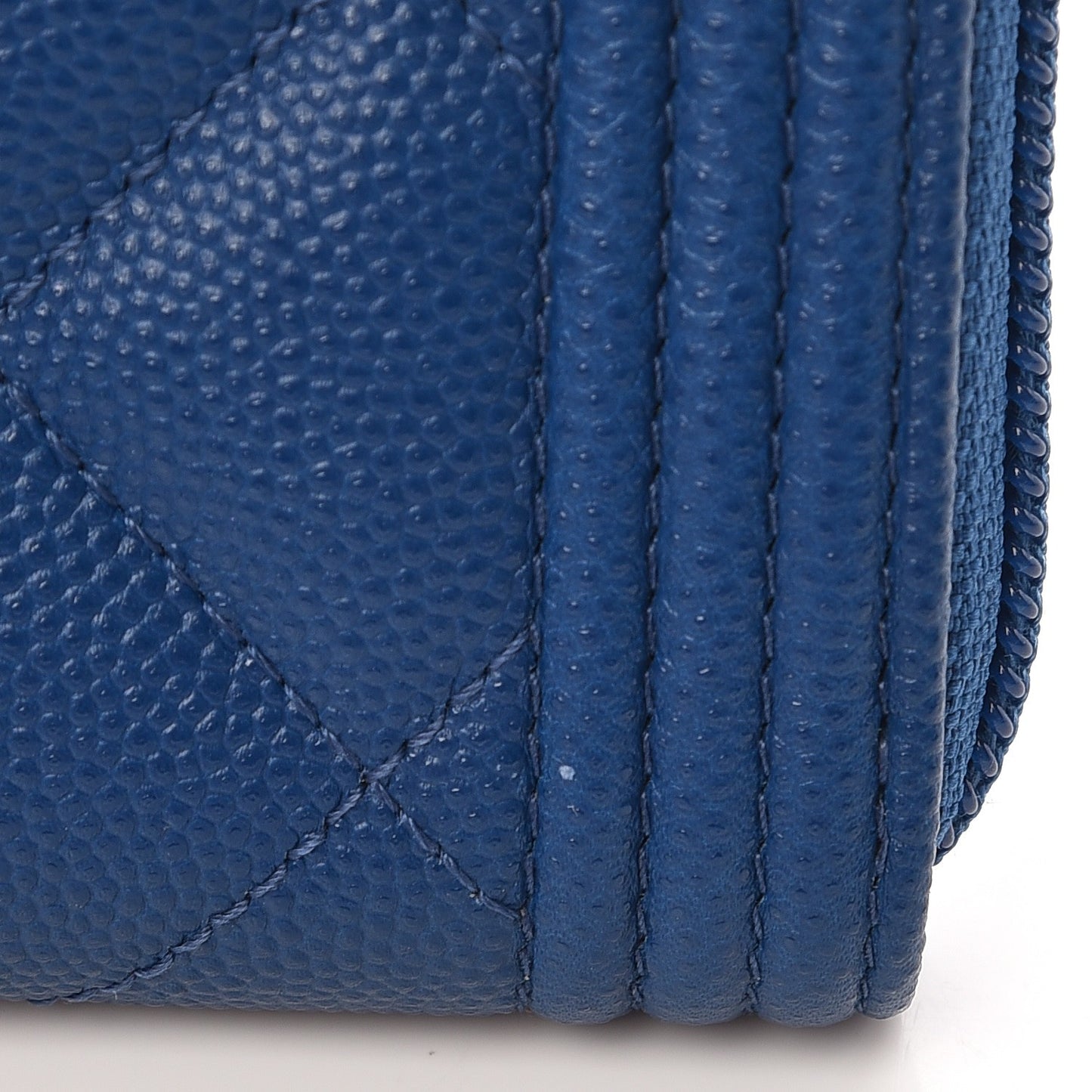 Caviar Quilted Boy Small Zip Around Wallet Blue
