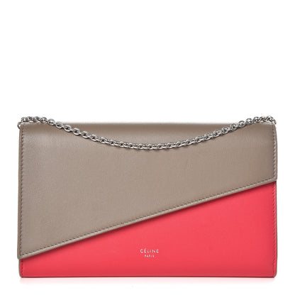 Celine Lambskin Large Diagonal Flap On Chain Souris Dark Pink 1 of 9