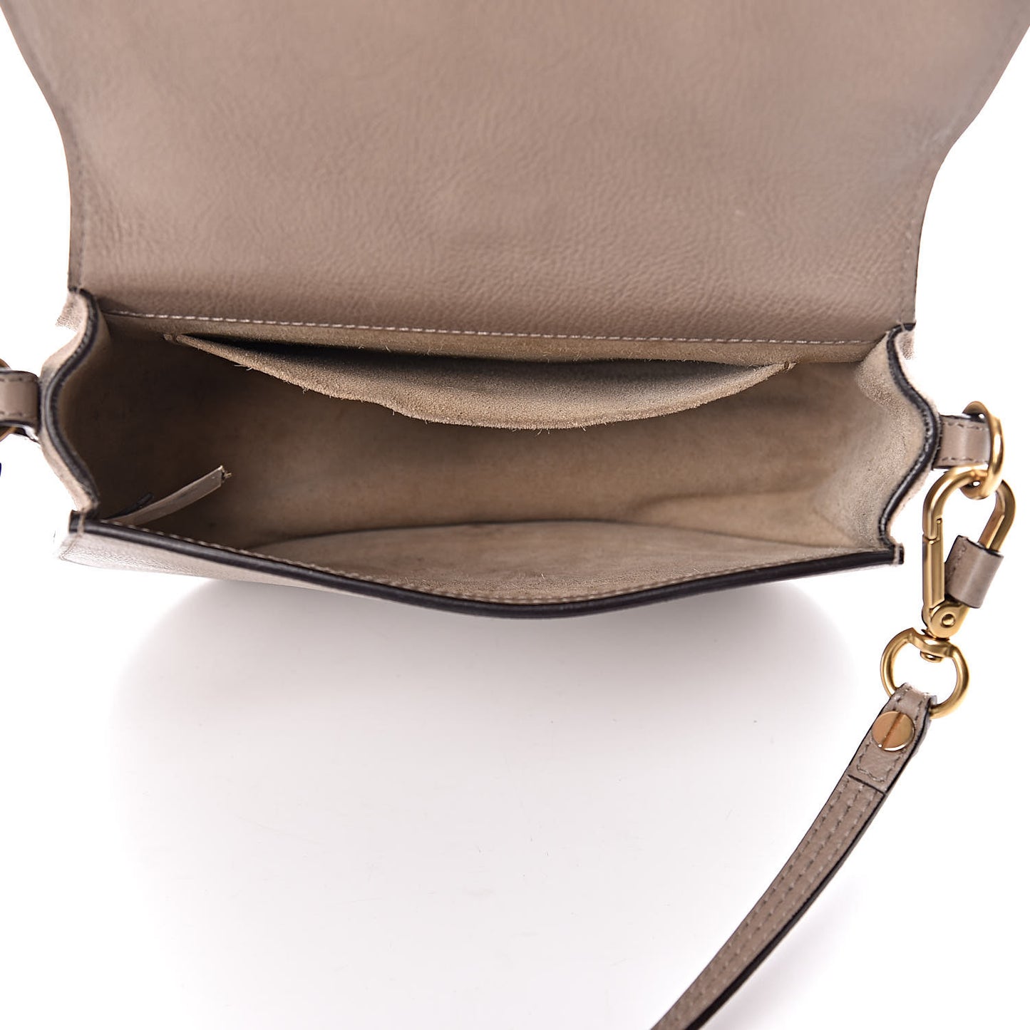 Calfskin Suede Medium Nile Bracelet Bag Motty Grey