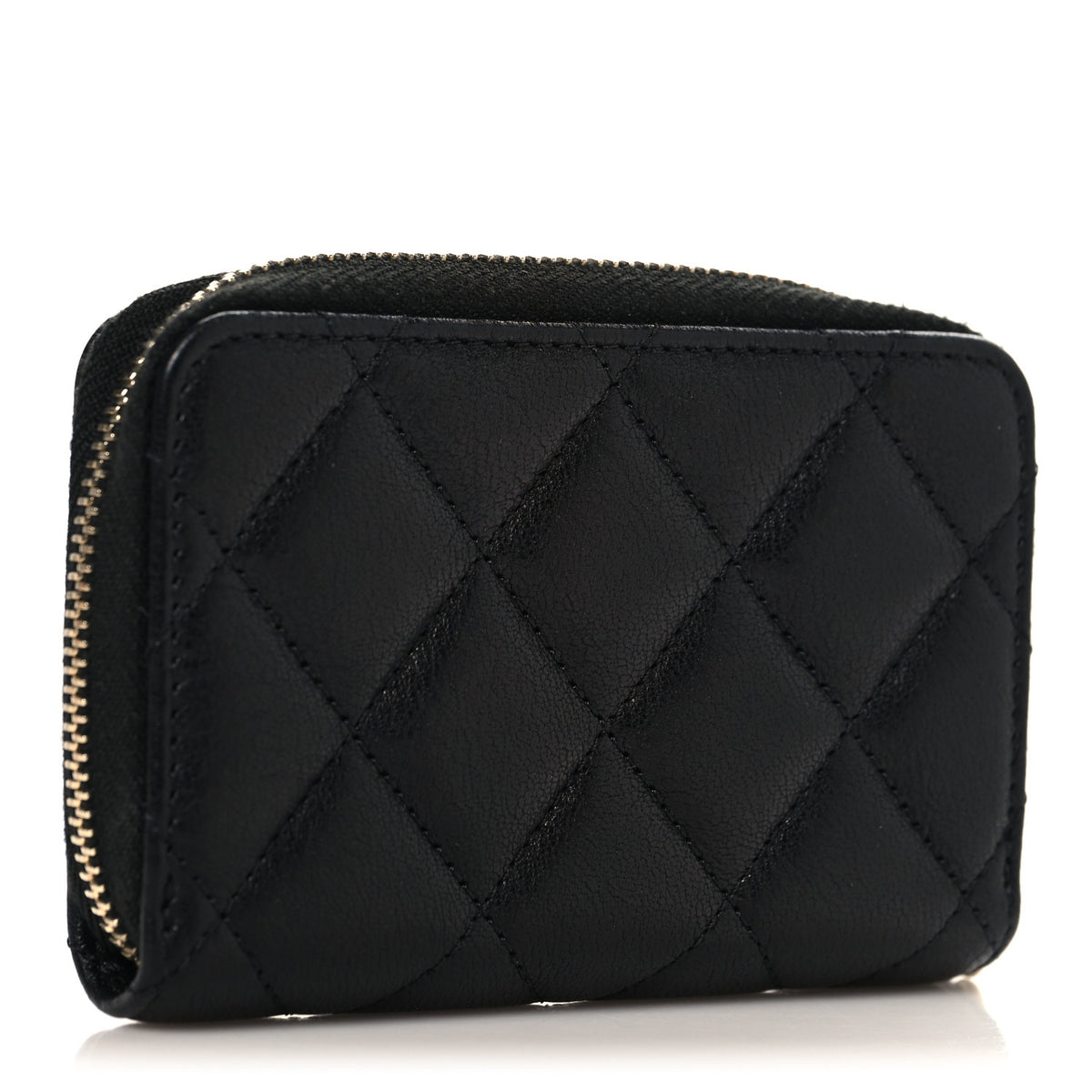 Chanel Goatskin Quilted Chanel 19 Zip Around Coin Purse Wallet Black 3 of 7