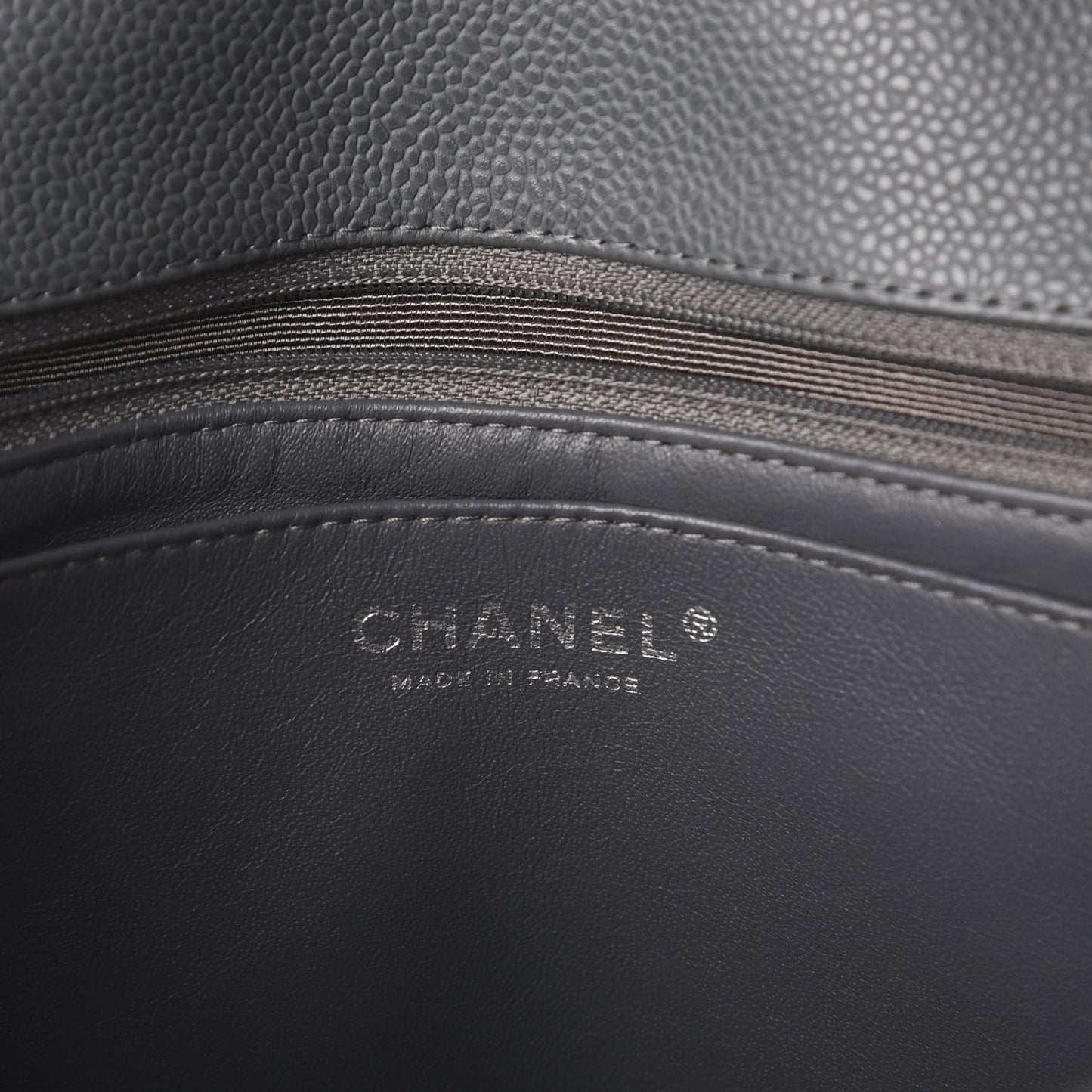 Caviar Quilted Jumbo Single Flap Grey