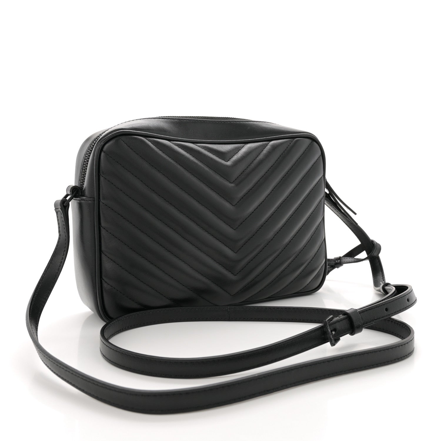 Saint Laurent Calfskin Matelasse Monogram Monochrome Lou Camera Bag Black 3 of 13