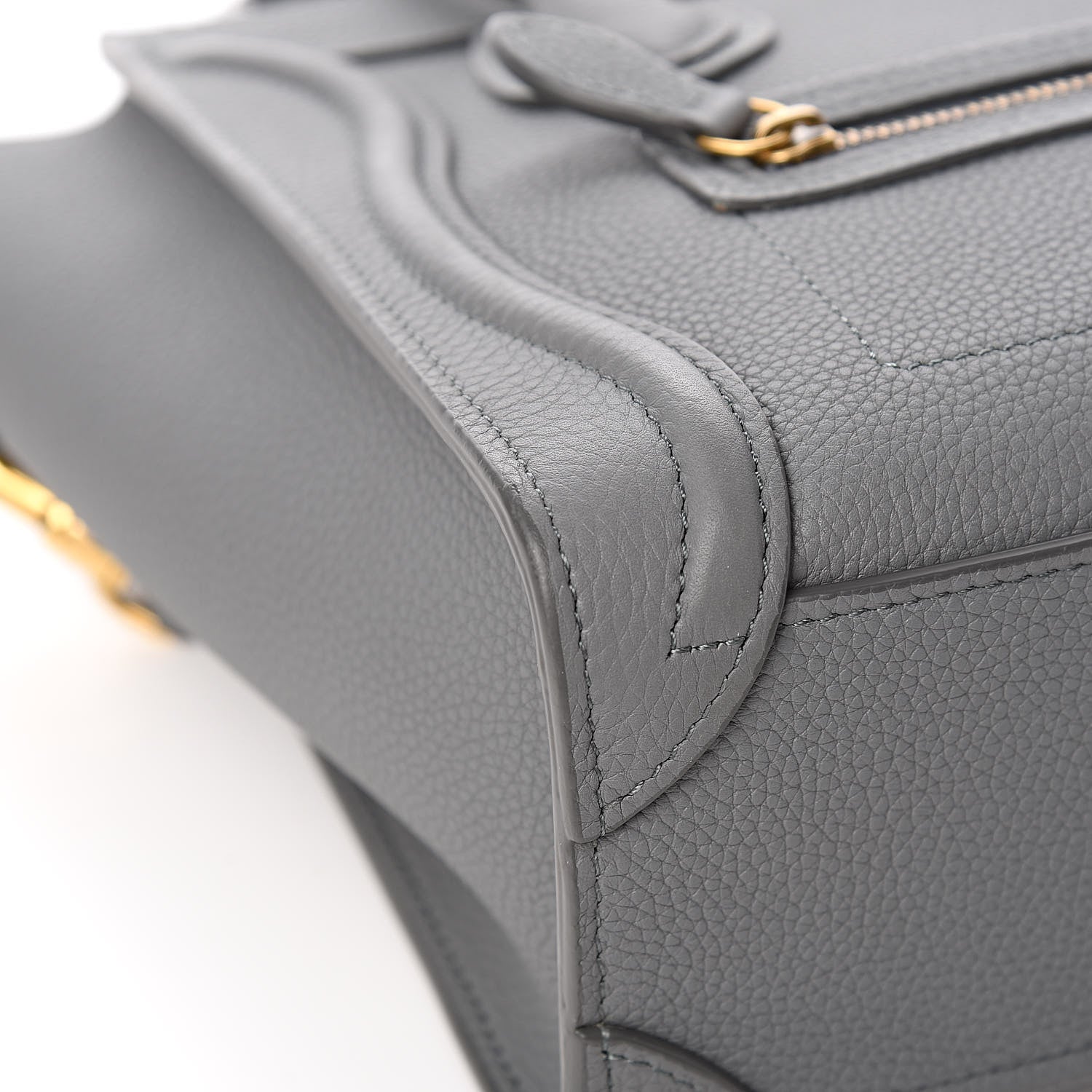 Celine Drummed Calfskin Nano Luggage Kohl 8 of 12
