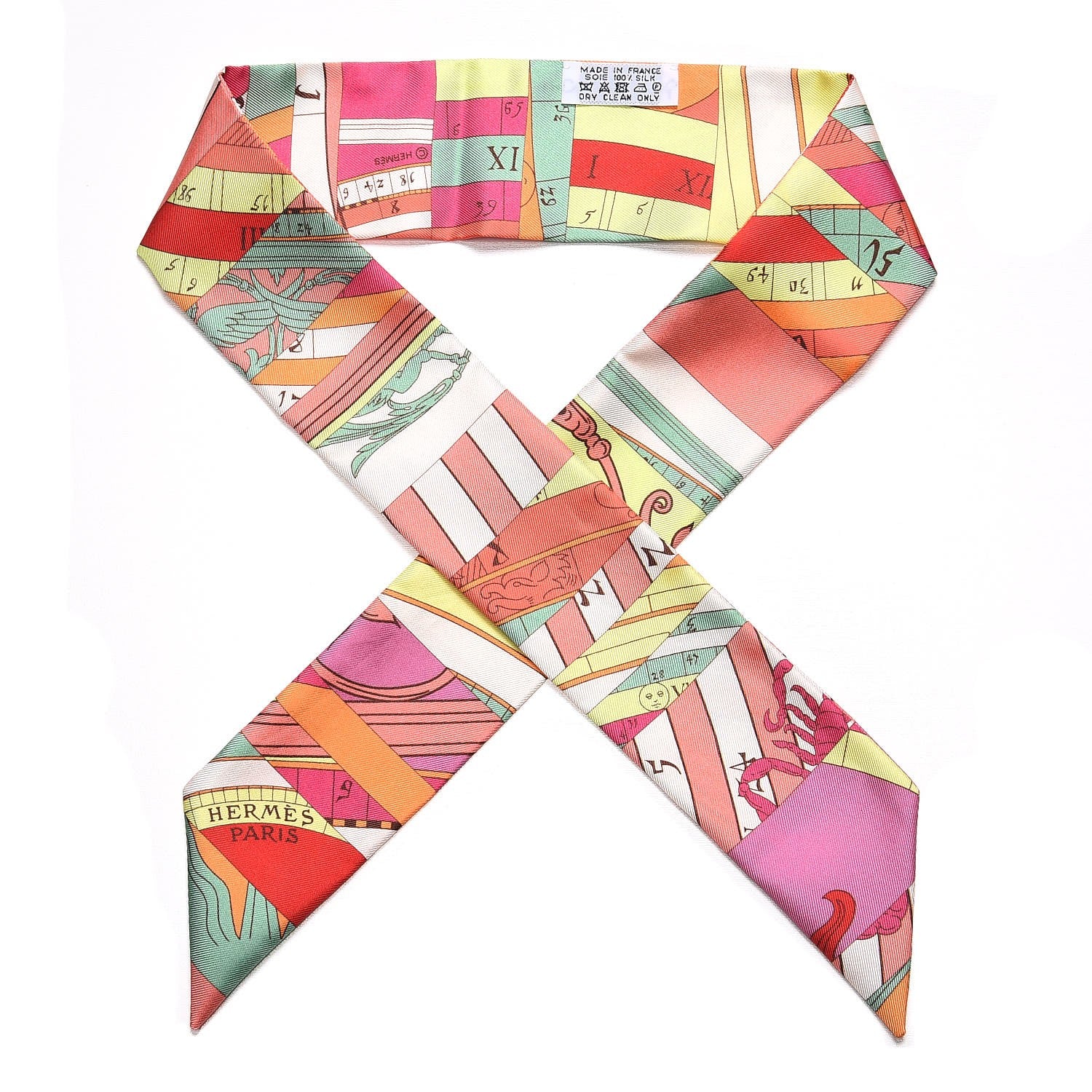 Hermes Silk Astrologie Twilly Rose Corail Vert Fluo 1 of 5