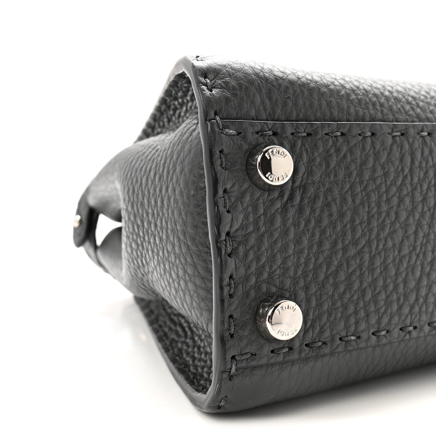 Fendi Cuoio Romano Selleria Bi-Color Mini Peekaboo Iconic Satchel Asfalto Latte 8 of 10