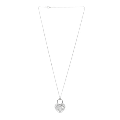 Tiffany 18K White Gold Diamond Filigree Heart Pendant Necklace 3 of 5
