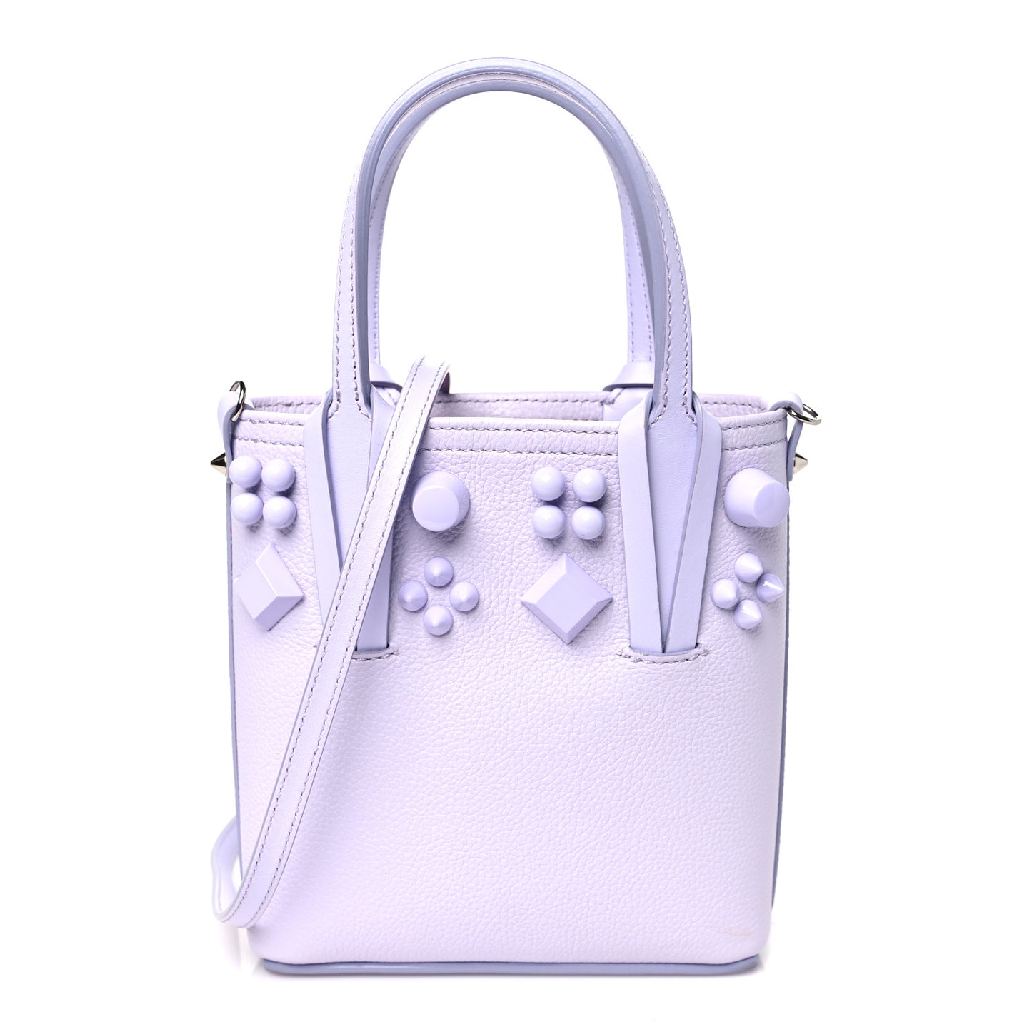 Calfskin Empire Spike Studded Mini North South Cabata Tote Lilac Smoke