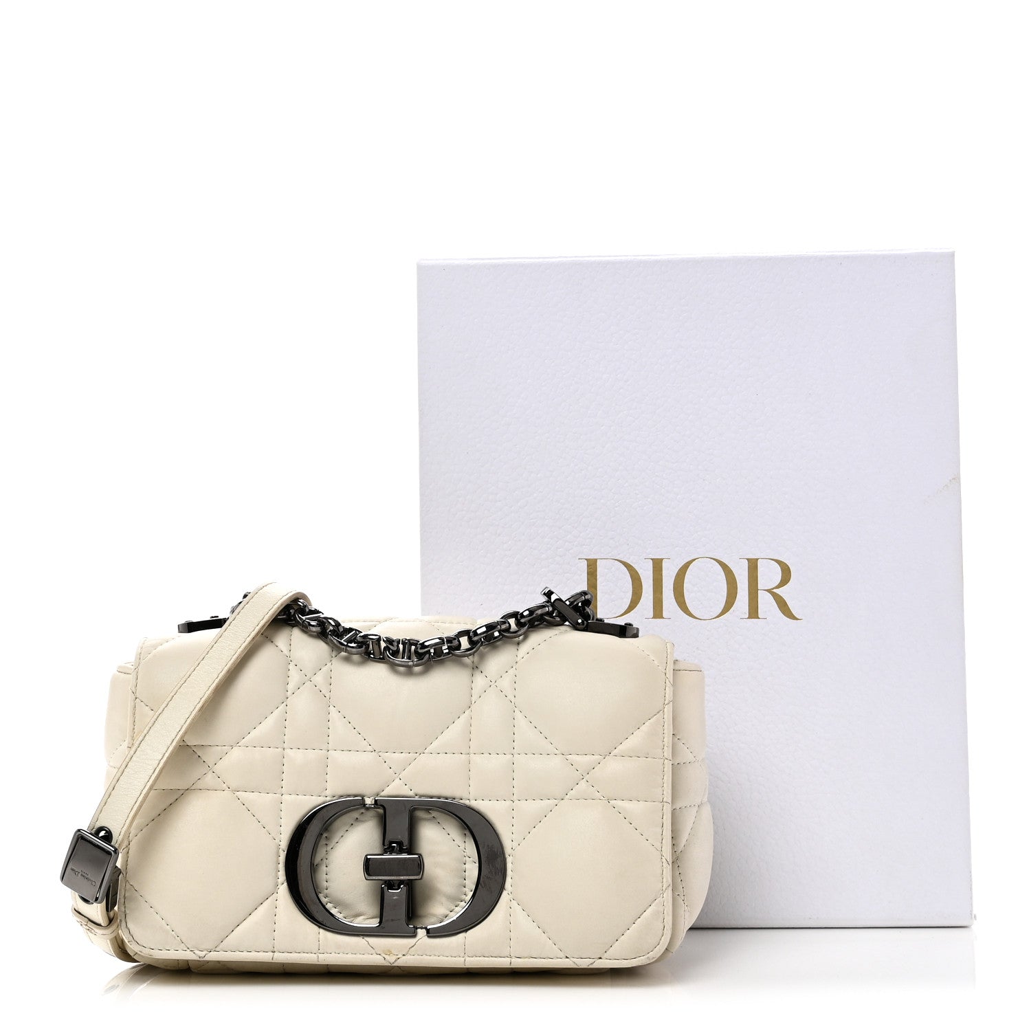 Christian Dior Lambskin Macrocannage Small Dior Caro Bag Ivory 12 of 12