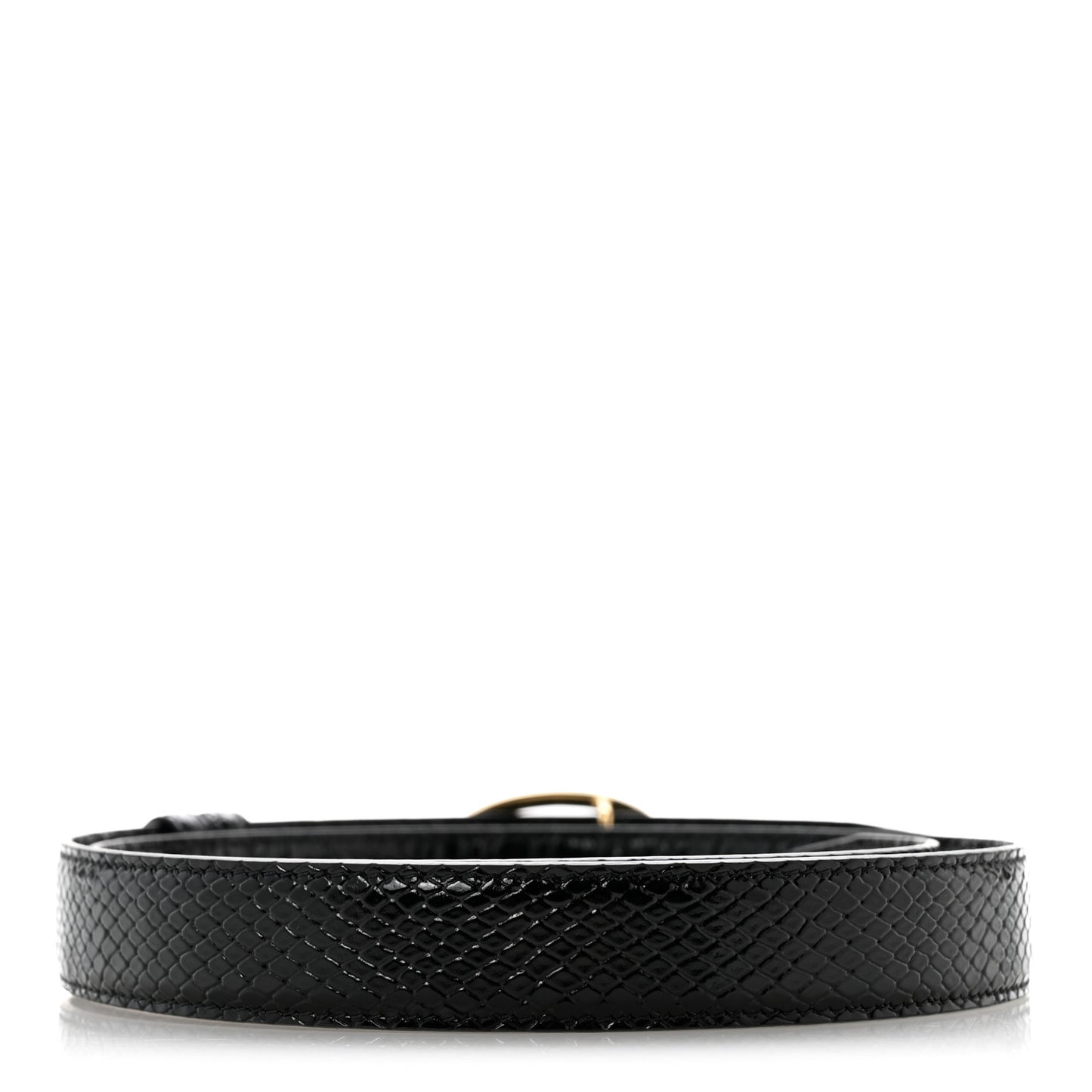 Snakeskin Crocodile Embossed Calfskin Reversible Medium 25mm Triomphe Belt 80 32 Black