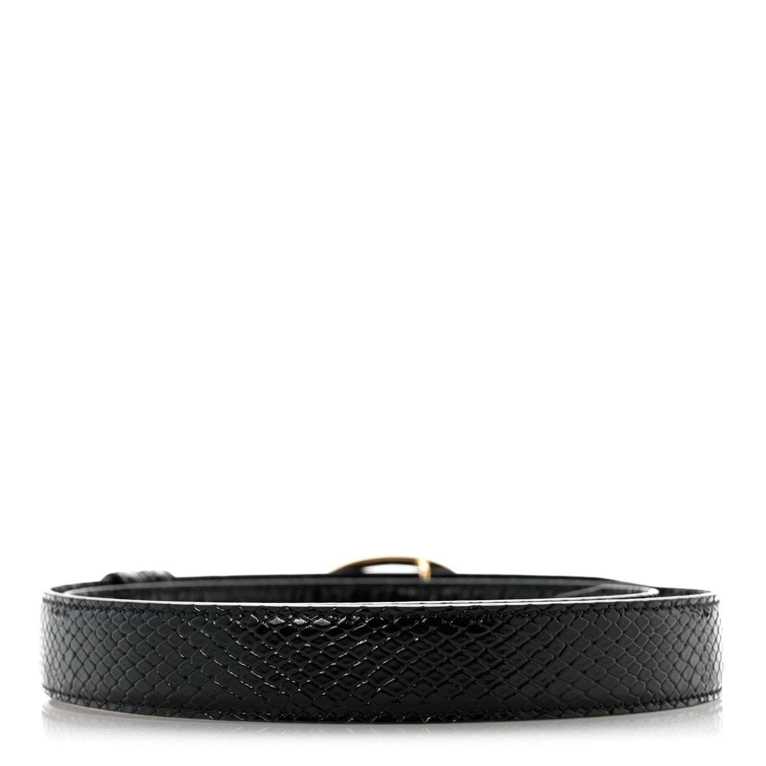 Celine Snakeskin Crocodile Embossed Calfskin Reversible Medium 25mm Triomphe Belt 80 32 Black 2 of 6