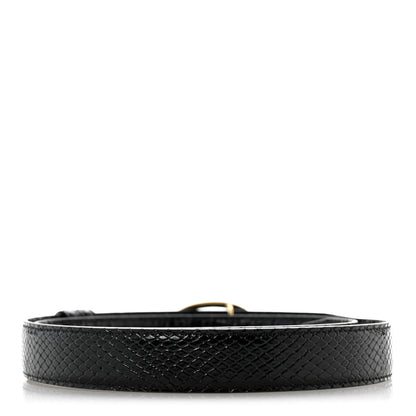 Celine Snakeskin Crocodile Embossed Calfskin Reversible Medium 25mm Triomphe Belt 80 32 Black 2 of 6