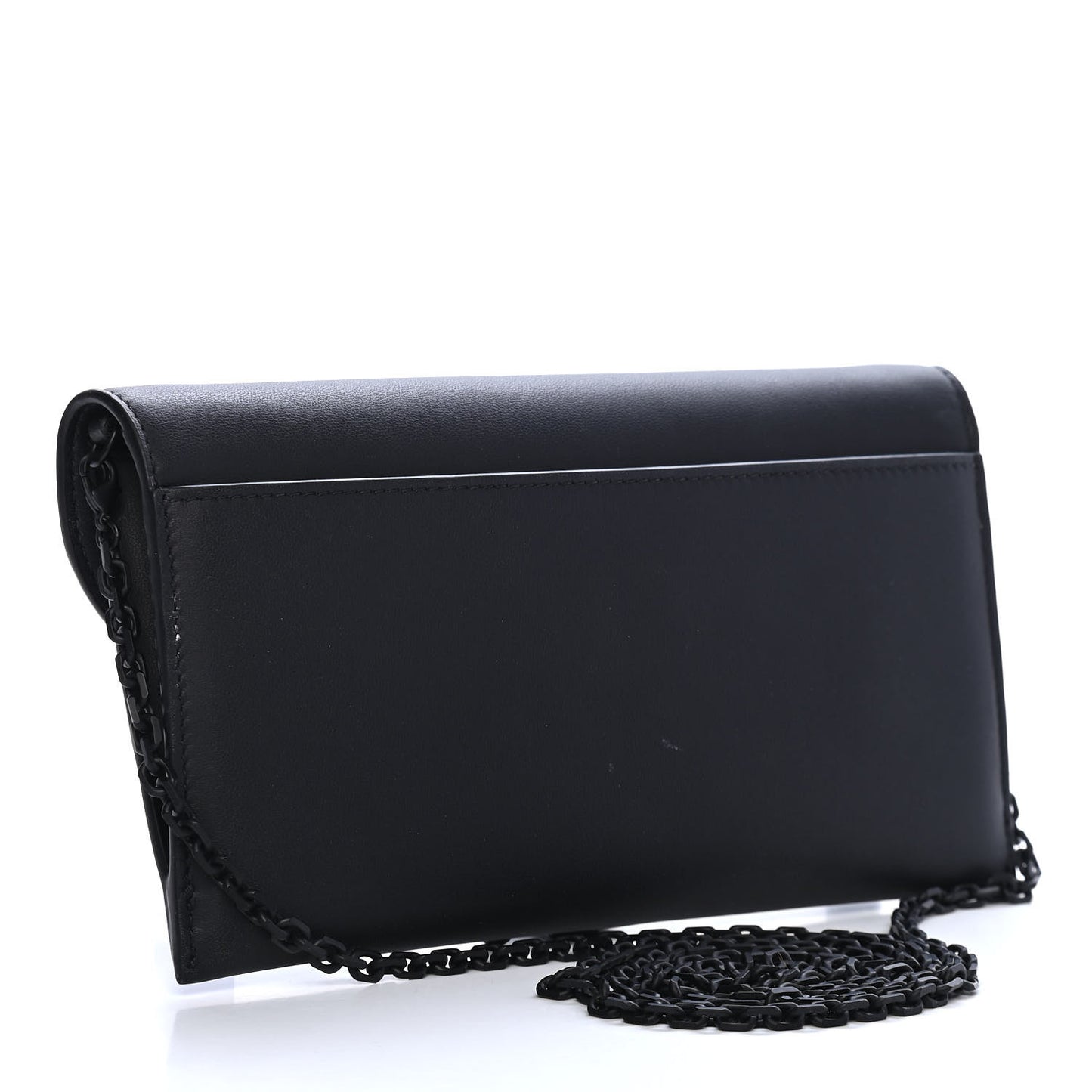 Ultra Matte Calfskin Saddle Chain Wallet Pouch Black