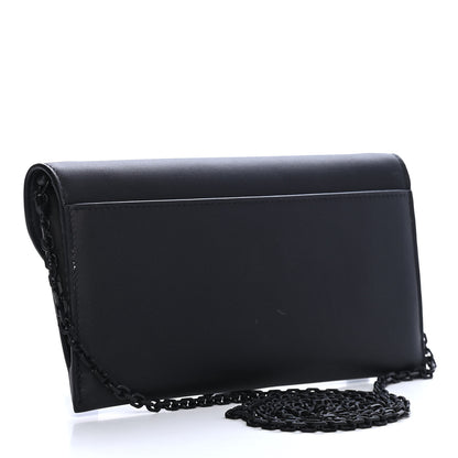 Christian Dior Ultra Matte Calfskin Saddle Chain Wallet Pouch Black 2 of 10