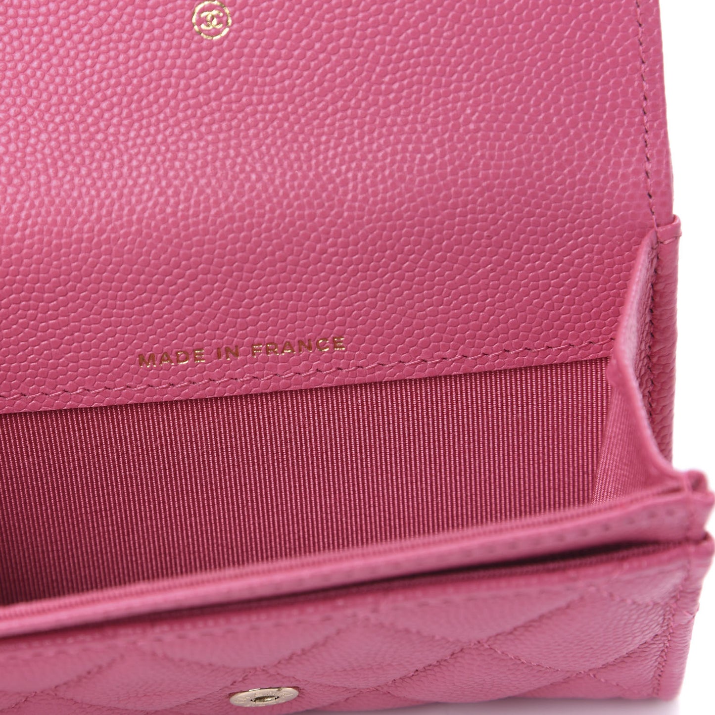 Caviar Quilted Flap Card Holder Wallet Pink