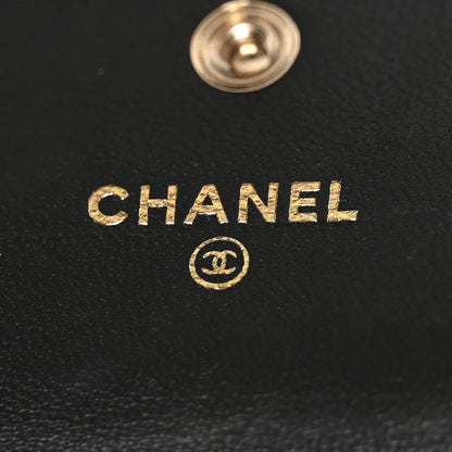 Chanel Lambskin Camellia Embossed Flap Card Holder Black 6 of 12