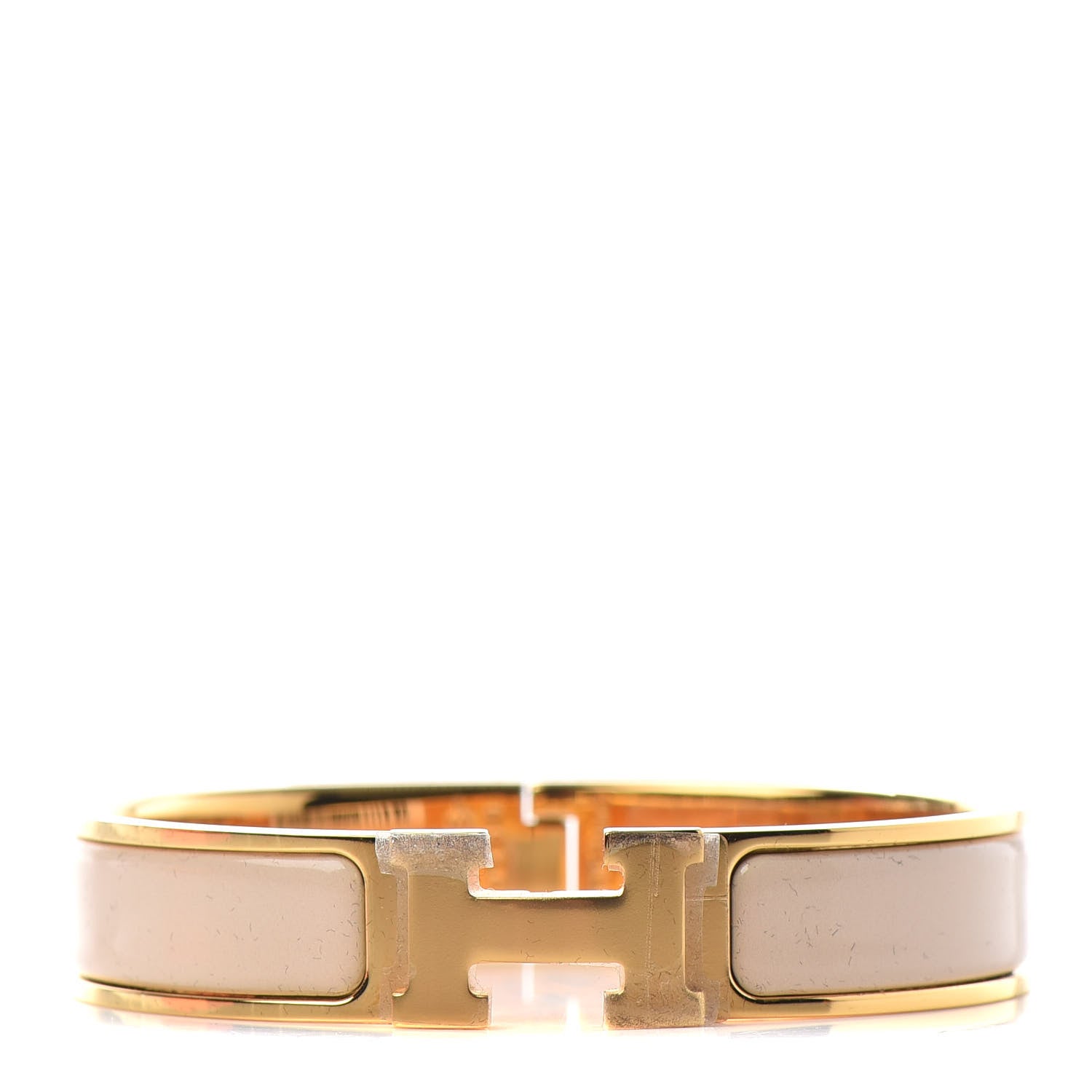 Hermes Enamel Narrow Clic Clac H Bracelet PM Beige Nacre 1 of 4