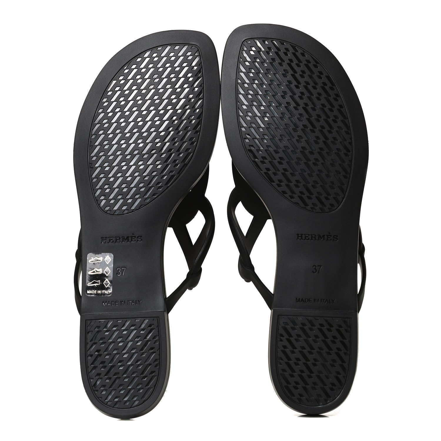Hermes Rubber Womens Egerie Sandals 37 Black 6 of 9