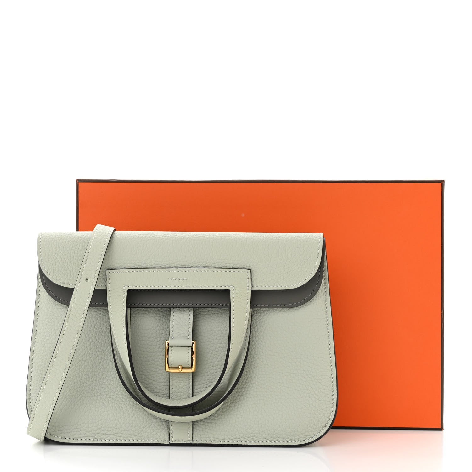 Hermes Taurillon Clemence Verso Halzan 25 Gris Neve Gris Meyer 11 of 11