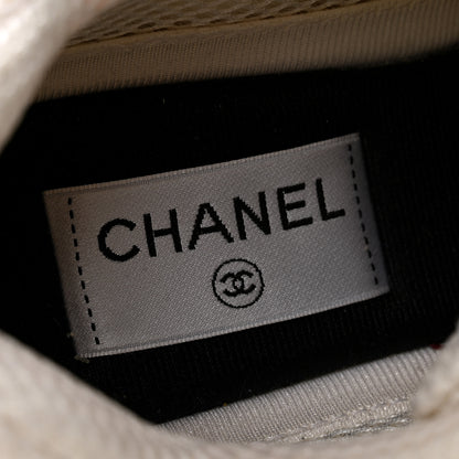 Chanel Fabric Laminated Calfskin Stretch CC Sneakers 39 White Gold Silver 6 of 11