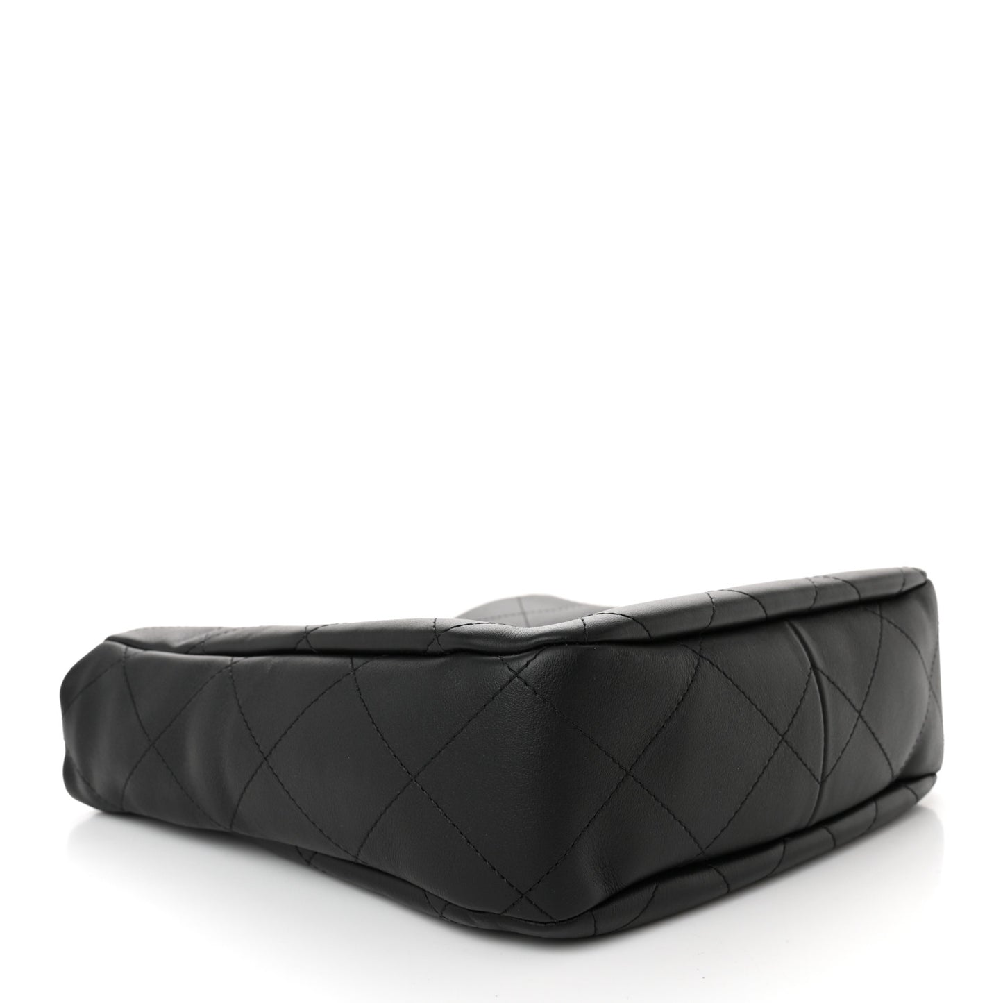 Calfskin Quilted Framing Chain Hobo Black