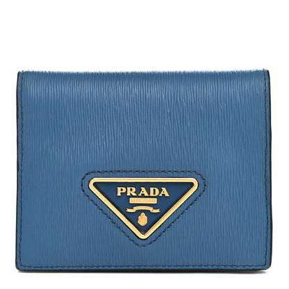 Prada Vitello Move Triangle Bi-Fold Wallet Cobalto 1 of 9