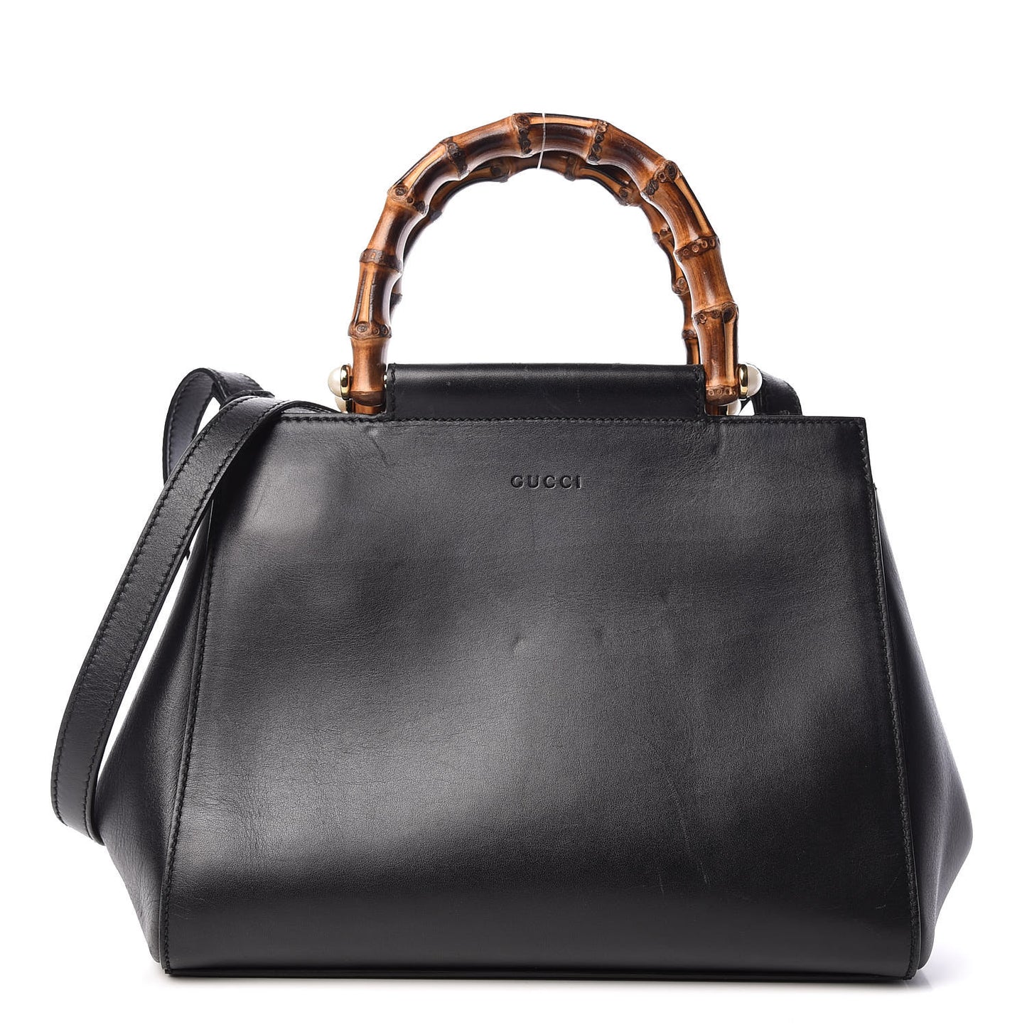 Nappa Bamboo Small Nymphaea Top Handle Bag Black
