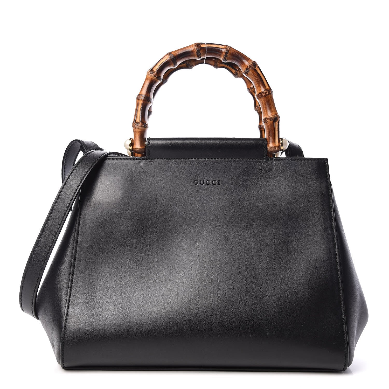 Gucci Nappa Bamboo Small Nymphaea Top Handle Bag Black 1 of 25
