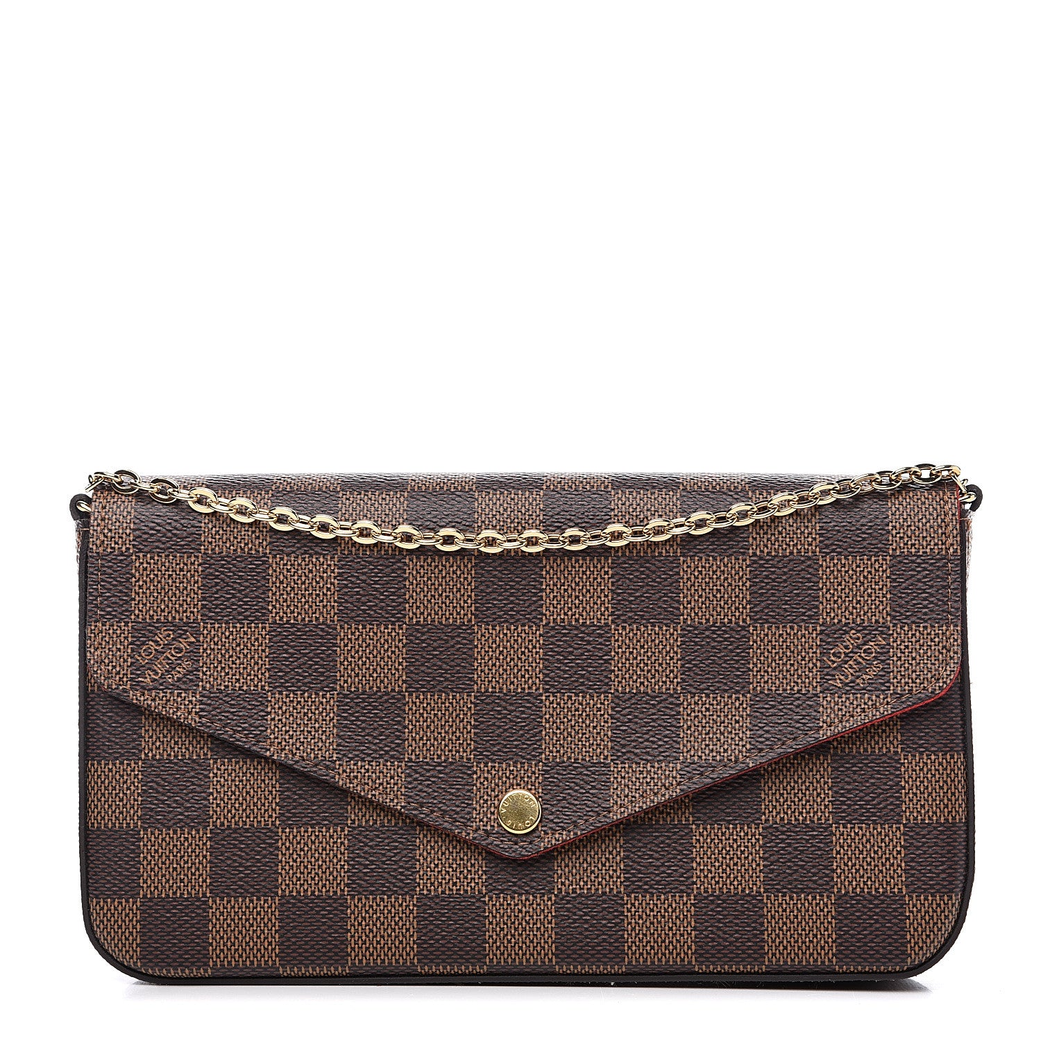 Louis Vuitton Damier Ebene Pochette Felicie Chain Wallet 1 of 11