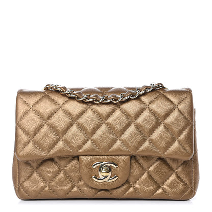 Chanel Metallic Caviar Quilted Mini Rectangular Flap Bronze 1 of 14