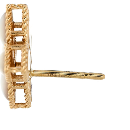Roberto Coin 18K Yellow Gold Diamond Mother of Pearl Venetian Princess Stud Earrings 5 of 7